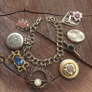 Vintage Antique LGB Charm Bracelet Victorian
